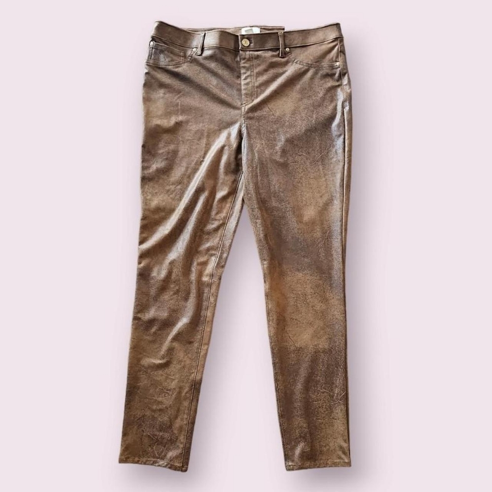 Chico's faux knit suede brown pants